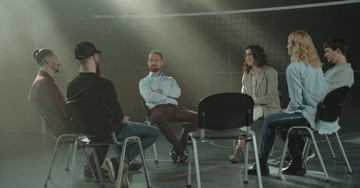 a group of people discussing